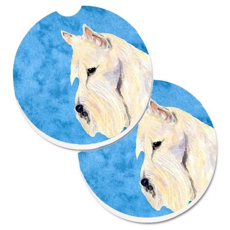 Carolines Treasures Blue Wheaten Scottish Terrier Set of 2 Cup Holder Car Coaster SS4806-BUCARC